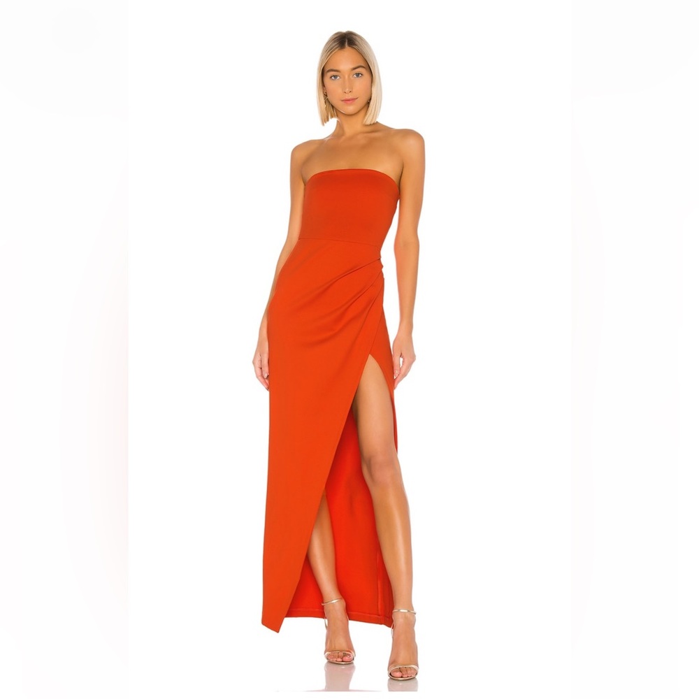NBD Lucilda gown in red orange